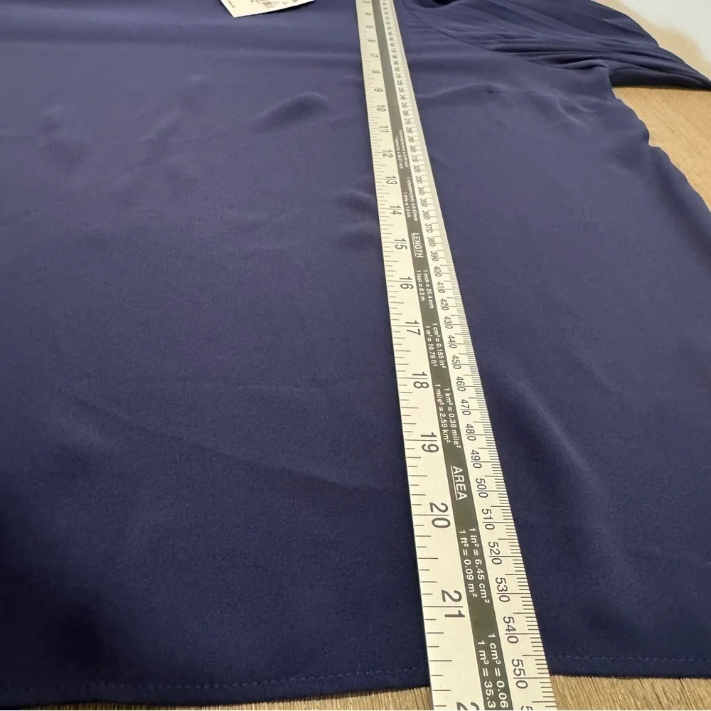 Express Navy Pleated Long-Sleeve Blouse | Size Medium | New with Tags